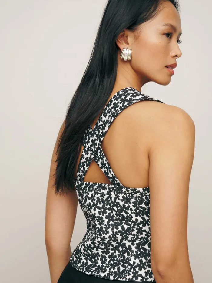 Reformation Tops Azalea Top Black And White Flower 8211 Women Reformation Tops Azalea Top Black And White Flower 8211 Women