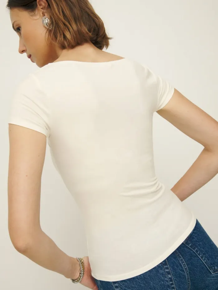 Reformation Tops Bardot Knit Top Fior Di Latte 8211 Women
