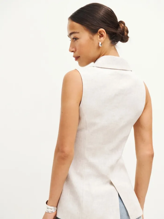 Reformation Tops Billie Linen Vest Oatmeal 8211 Women Reformation Tops Billie Linen Vest Oatmeal 8211 Women