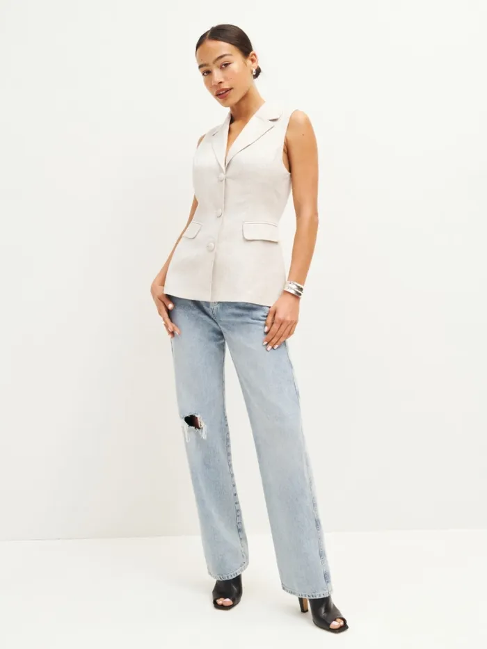 Reformation Tops Billie Linen Vest Oatmeal 8211 Women Reformation Tops Billie Linen Vest Oatmeal 8211 Women