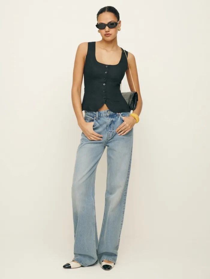 Reformation Tops Delanie Linen Top Black 8211 Women Reformation Tops Delanie Linen Top Black 8211 Women