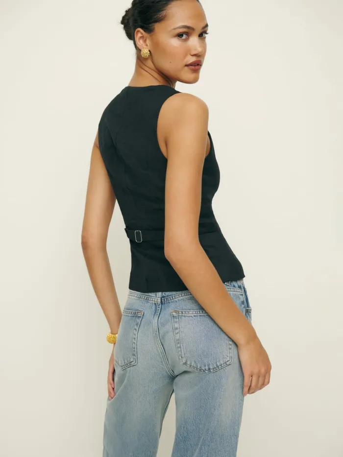 Reformation Tops Delanie Linen Top Black 8211 Women Reformation Tops Delanie Linen Top Black 8211 Women