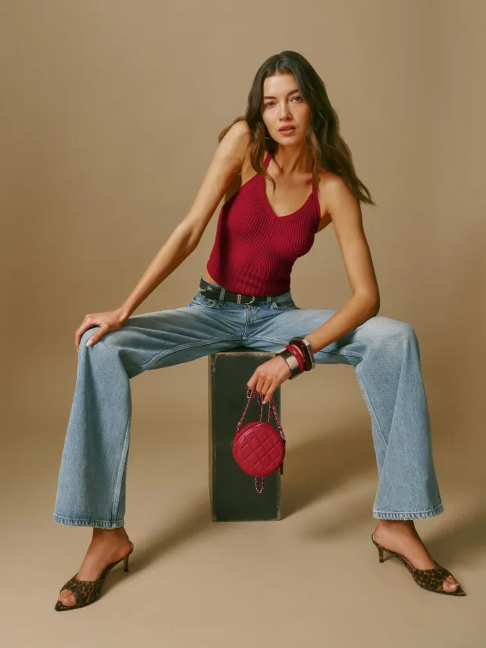 Reformation Tops Delia Ribbed Halter Top Lipstick 8211 Women Reformation Tops Delia Ribbed Halter Top Lipstick 8211 Women