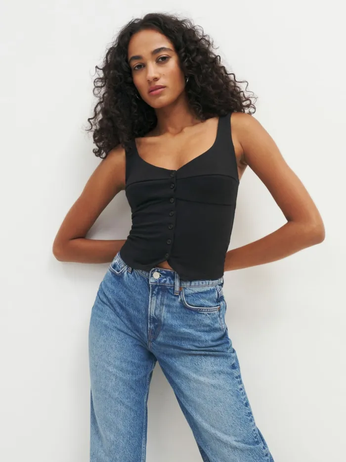 Reformation Tops Donna Knit Tank Black 8211 Women