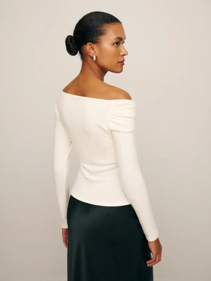 Reformation Tops Elio Knit Top Fior Di Latte 8211 Women