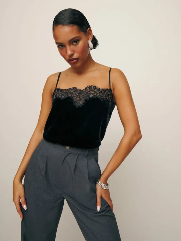 Reformation Tops Estelle Velvet Top Black 8211 Women Reformation Tops Estelle Velvet Top Black 8211 Women