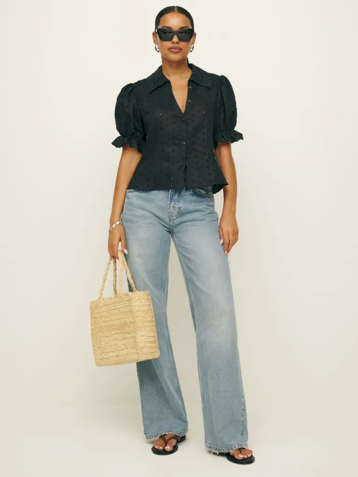Reformation Tops Gibson Top Black Eyelet 8211 Women