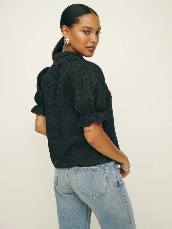 Reformation Tops Gibson Top Black Eyelet 8211 Women