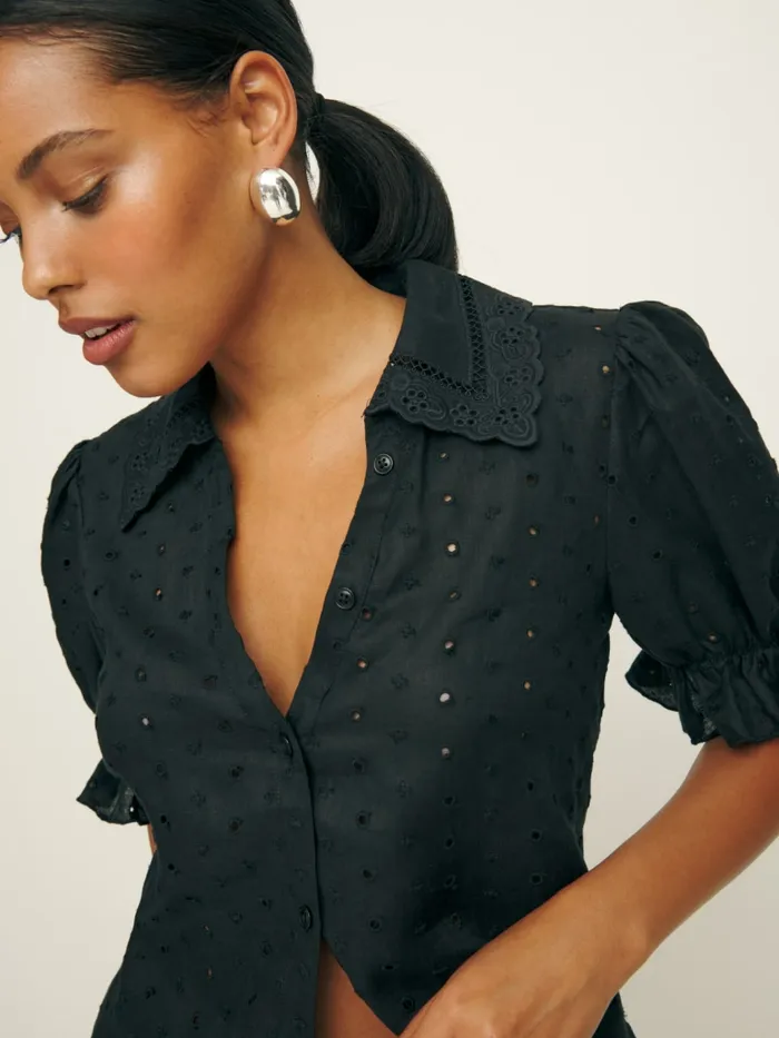 Reformation Tops Gibson Top Black Eyelet 8211 Women