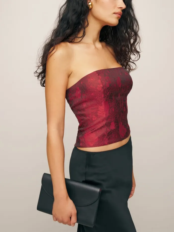 Reformation Tops Giorgia Top Red Floral Jacquard 8211 Women