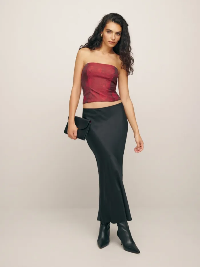 Reformation Tops Giorgia Top Red Floral Jacquard 8211 Women Reformation Tops Giorgia Top Red Floral Jacquard 8211 Women