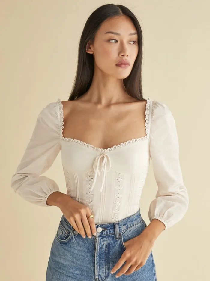 Reformation Tops Isadora Top Cream 8211 Women