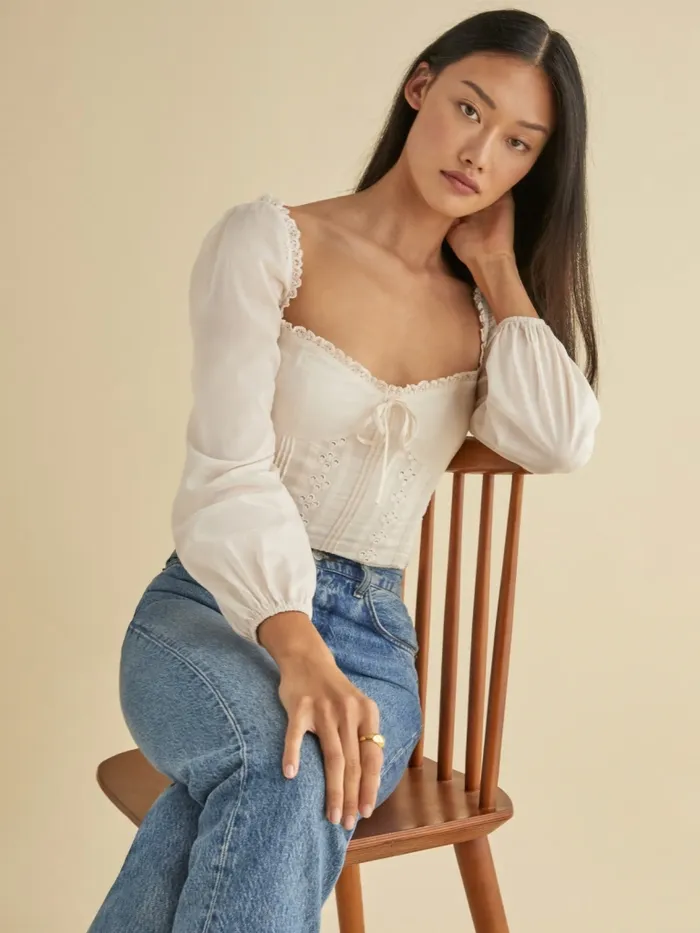 Reformation Tops Isadora Top Cream 8211 Women Reformation Tops Isadora Top Cream 8211 Women