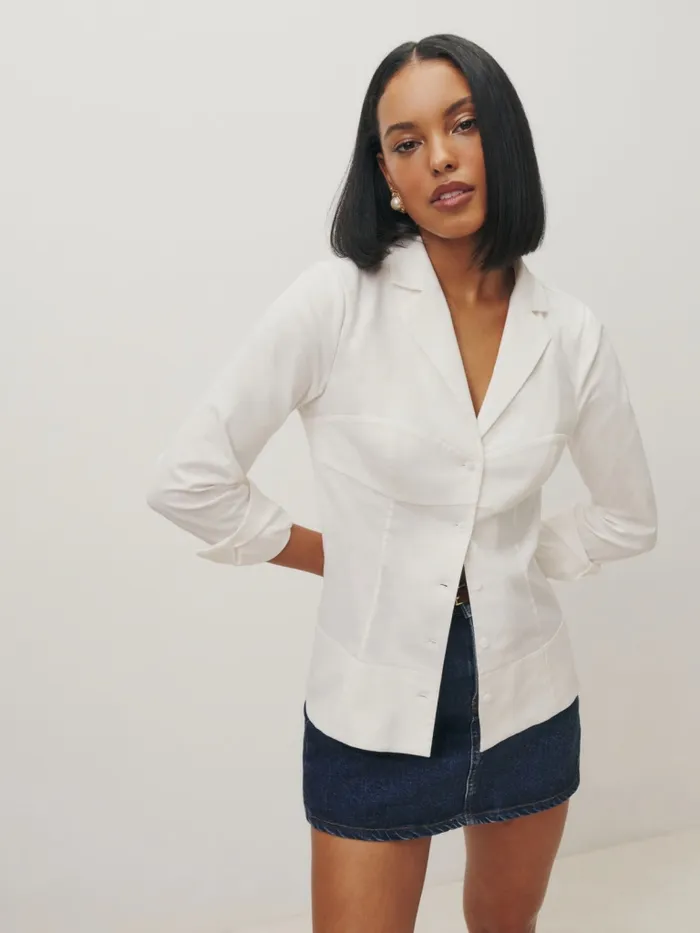 Reformation Tops Macy Shirt White 8211 Women