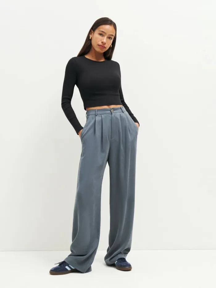 Reformation Tops Muse Long Sleeve Tee Black 8211 Women