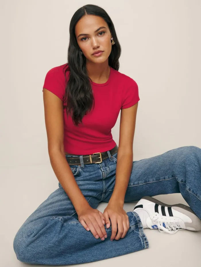 Reformation Tops Muse Tee Lipstick 8211 Women