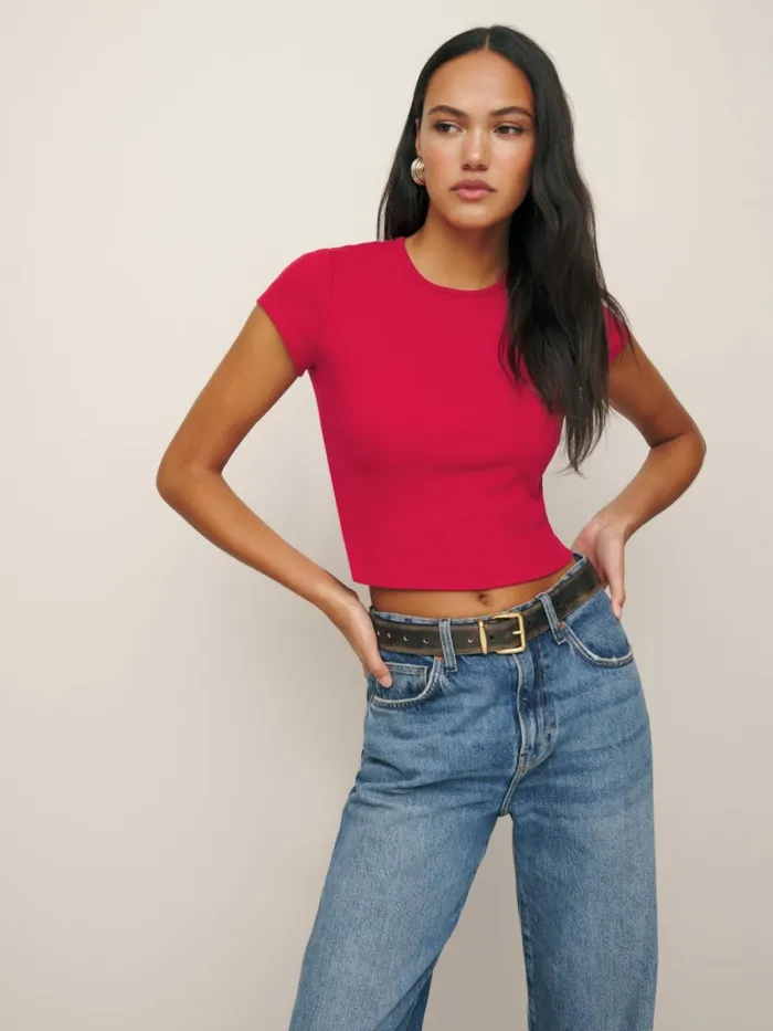 Reformation Tops Muse Tee Lipstick 8211 Women