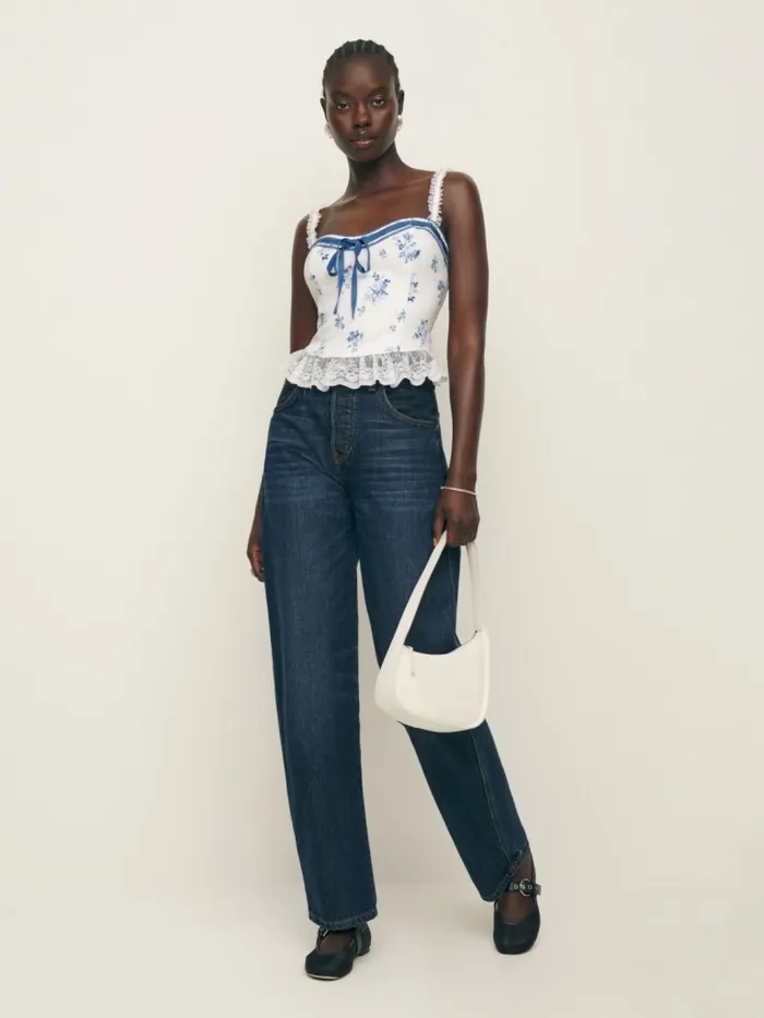Reformation Tops Paola Linen Top Delicacy 8211 Women Reformation Tops Paola Linen Top Delicacy 8211 Women