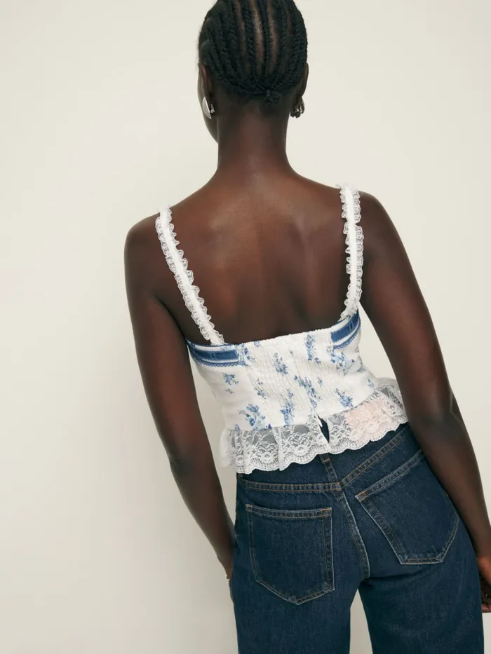 Reformation Tops Paola Linen Top Delicacy 8211 Women Reformation Tops Paola Linen Top Delicacy 8211 Women