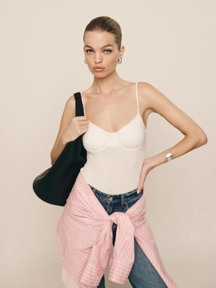 Reformation Tops Piper Knit Bodysuit Fior Di Latte 8211 Women