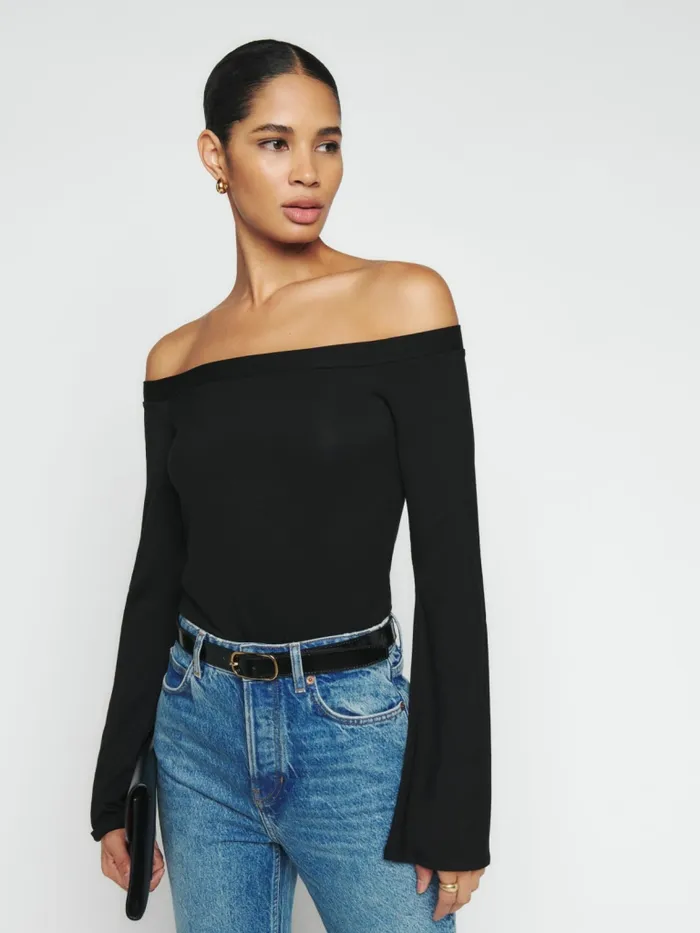 Reformation Tops Radley Knit Top Black 8211 Women