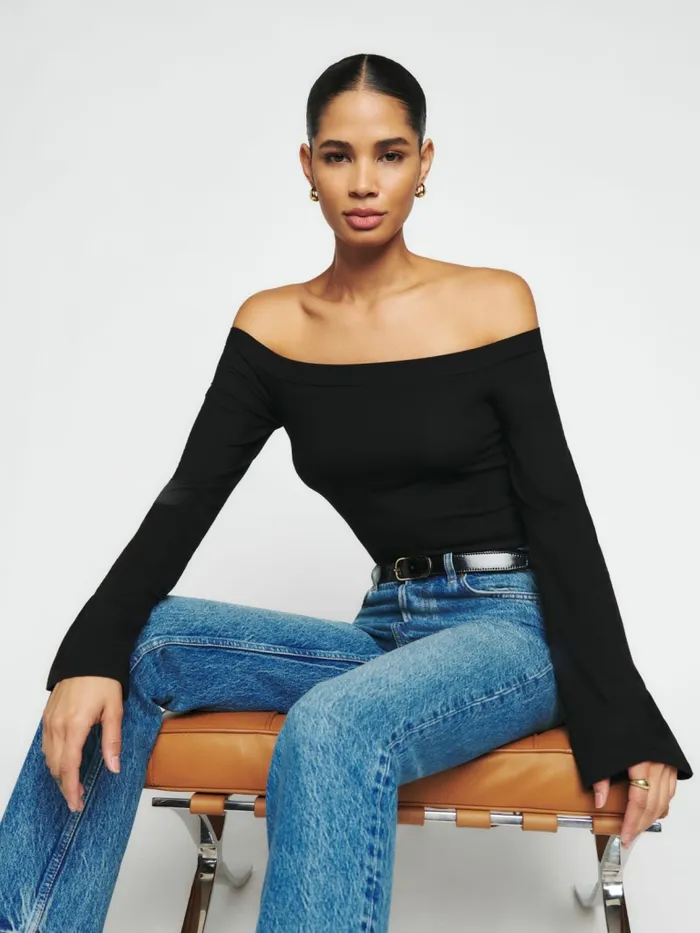 Reformation Tops Radley Knit Top Black 8211 Women