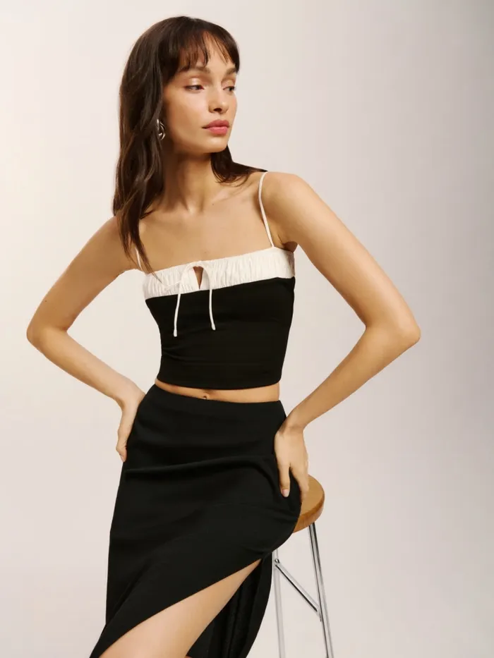 Reformation Tops Sadie Knit Top Black And White 8211 Women