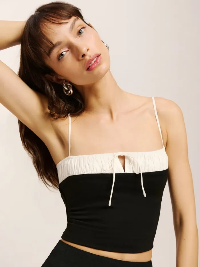 Reformation Tops Sadie Knit Top Black And White 8211 Women