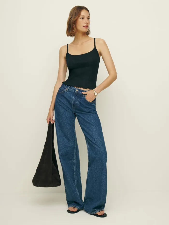 Reformation Tops Soraya Pointelle Knit Top Black 8211 Women Reformation Tops Soraya Pointelle Knit Top Black 8211 Women