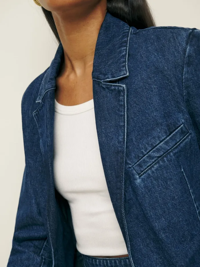 Reformation TwoPiece Sets Elsa Relaxed Denim Blazer Owens 8211 Women