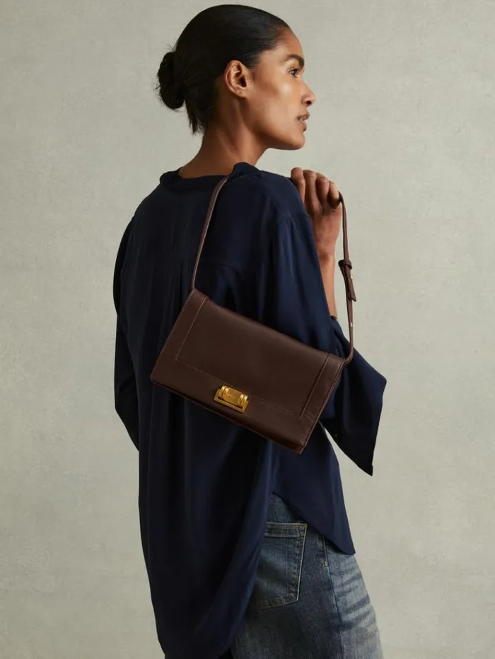 REISS Bags and Purses Women Leather Suede Shoulder Bag Oxblood