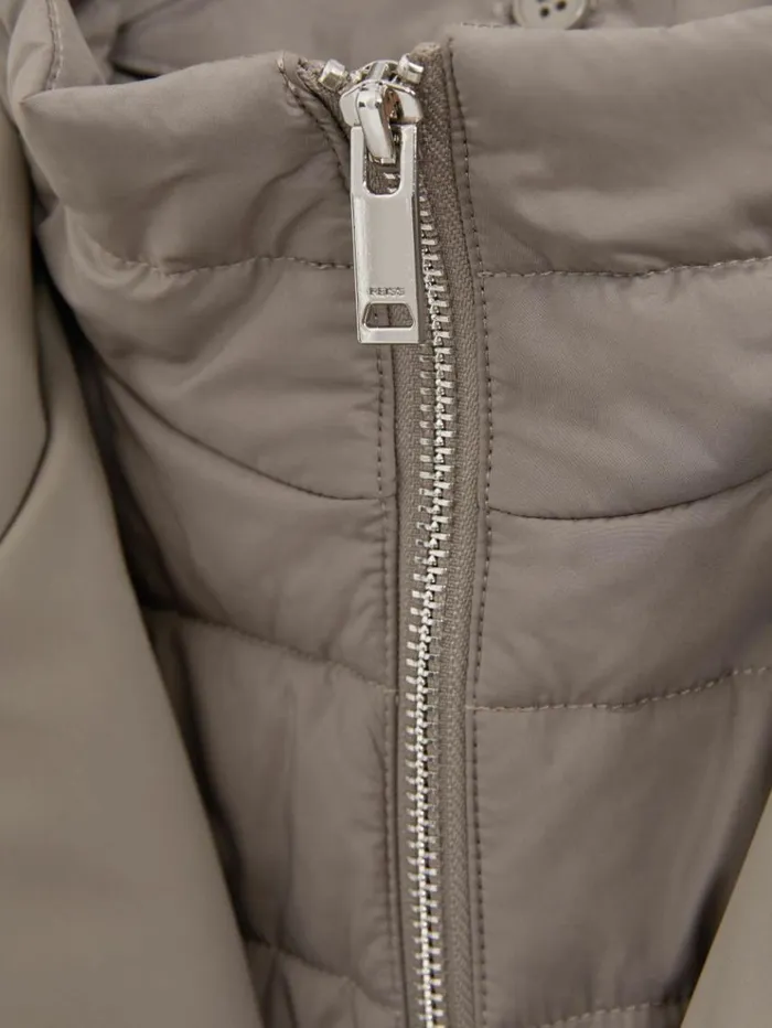 REISS Coats and Jackets Men Hybrid Removable Funnel Neck Overcoat Taupe