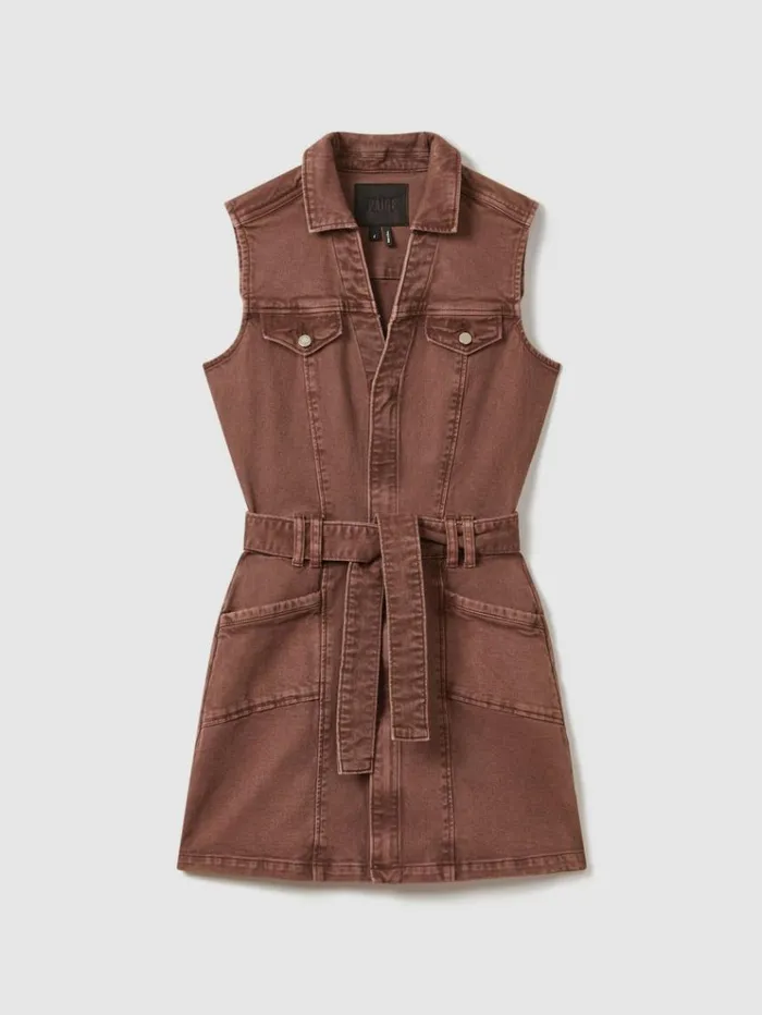 REISS Denim Women Paige Denim Mini Dress Vintage Brown