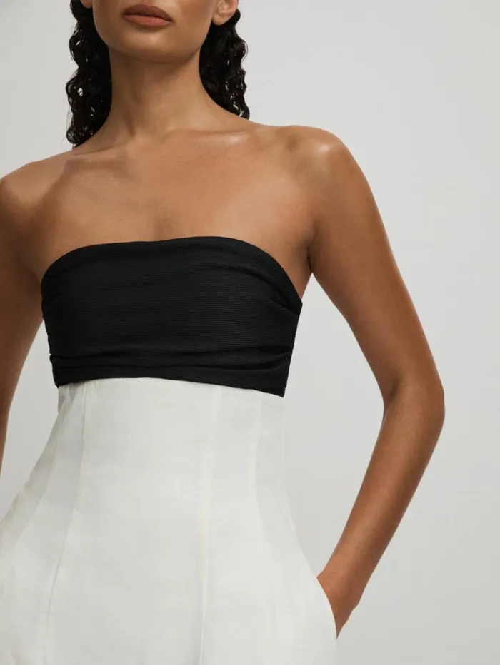 REISS Dresses Women Anna Quan LinenJersey Strapless Maxi Dress Ivory