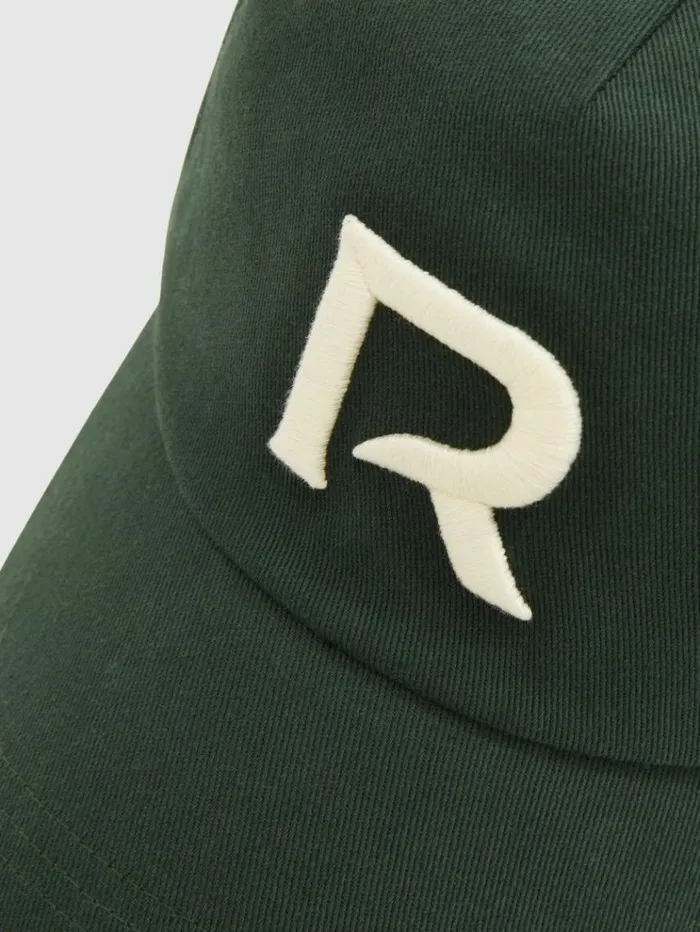 REISS Hats Gloves and Scarves Men Twill LogoEmbroidered Cap Greenivory