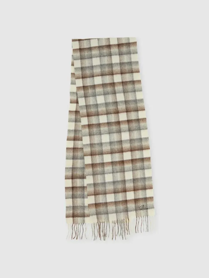 REISS Hats Gloves and Scarves Men Wool And Cashmere Check Scarf Brownoatmealgrey REISS Hats Gloves and Scarves Men Wool And Cashmere Check Scarf Brownoatmealgrey