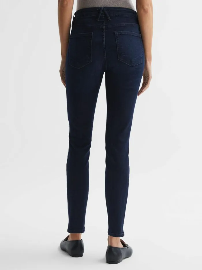 REISS Jeans Women Good American Sculpting Skinny Jeans Mid Blue