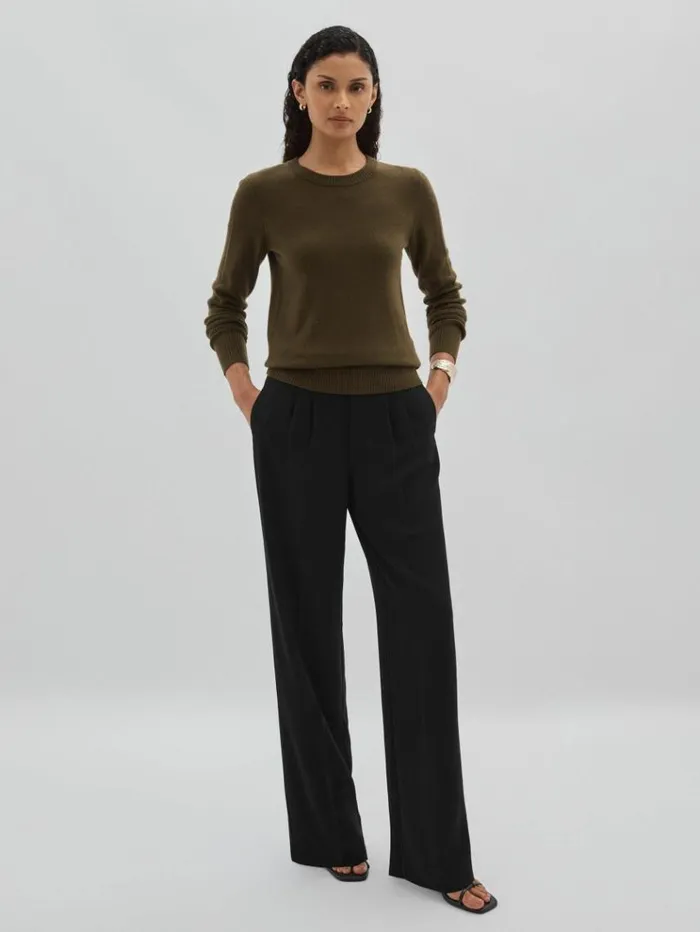 REISS Pants Women Paige HighRise Twill Trousers Black
