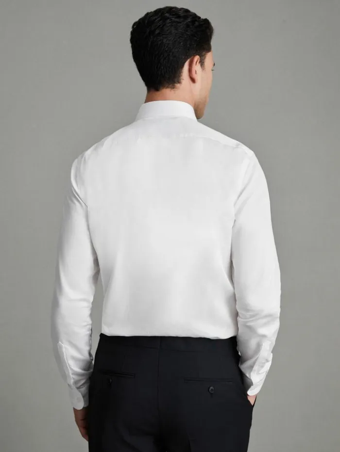 REISS Shirts Men Cotton Sateen Shirt White