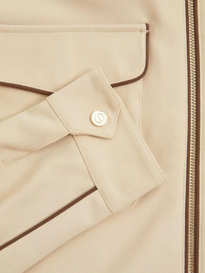 REISS Shirts Men Relaxed Contrast Pipe Detail Jacket Ecrubrown Stripe