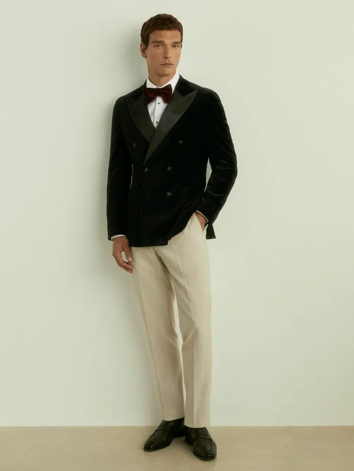 REISS Shirts Men Slim Fit Cotton Marcella Tuxedo Shirt White