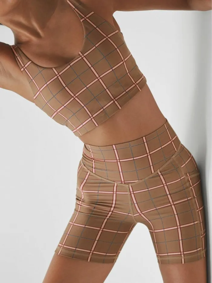 REISS Shorts Women The Upside Check Spin Shorts Brown Check