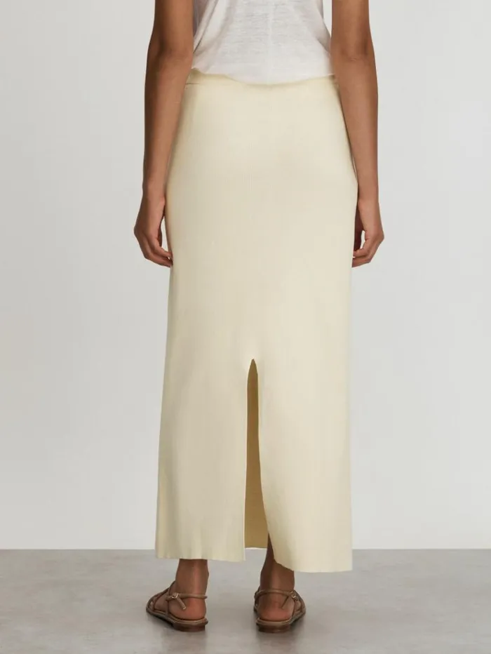 REISS Skirts Women Anna Quan Knitted Cotton Midi Skirt White