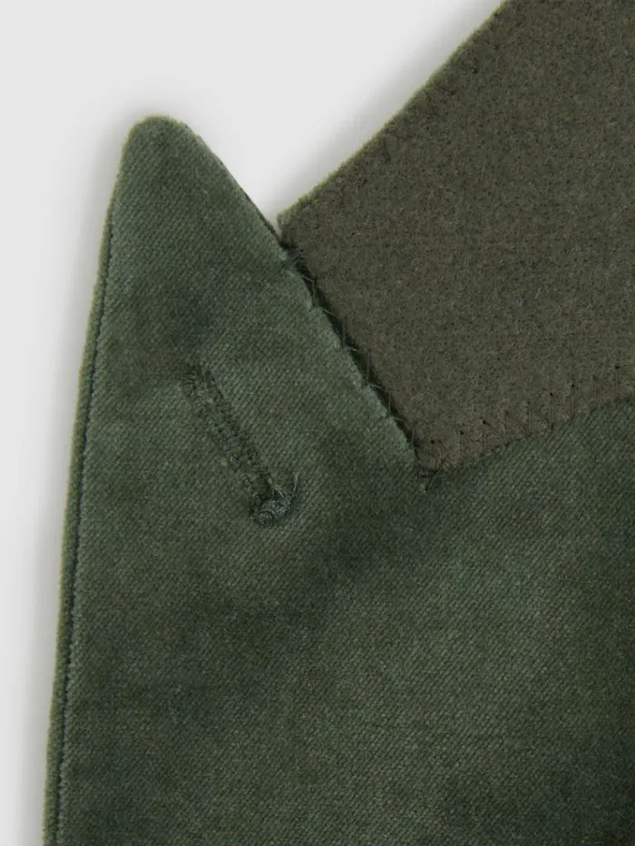 REISS Suits and Tailoring Men Cotton Blend Velvet Blazer Sage Green