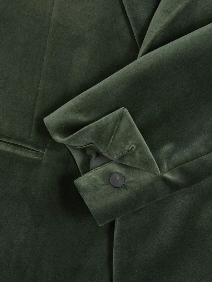 REISS Suits and Tailoring Men Cotton Blend Velvet Blazer Sage Green