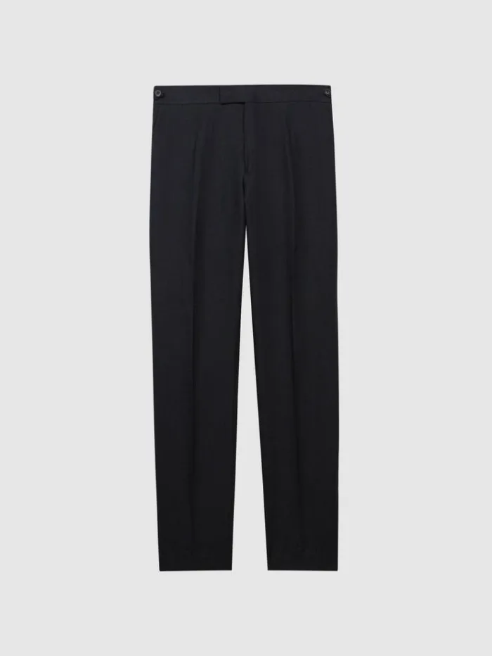REISS Suits and Tailoring Men Slim Fit Linen Formal Trousers Navy