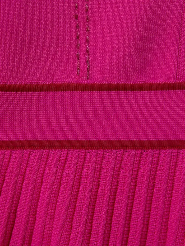 REISS Sweaters Children Knitted Contrast Stitch Dress Pink