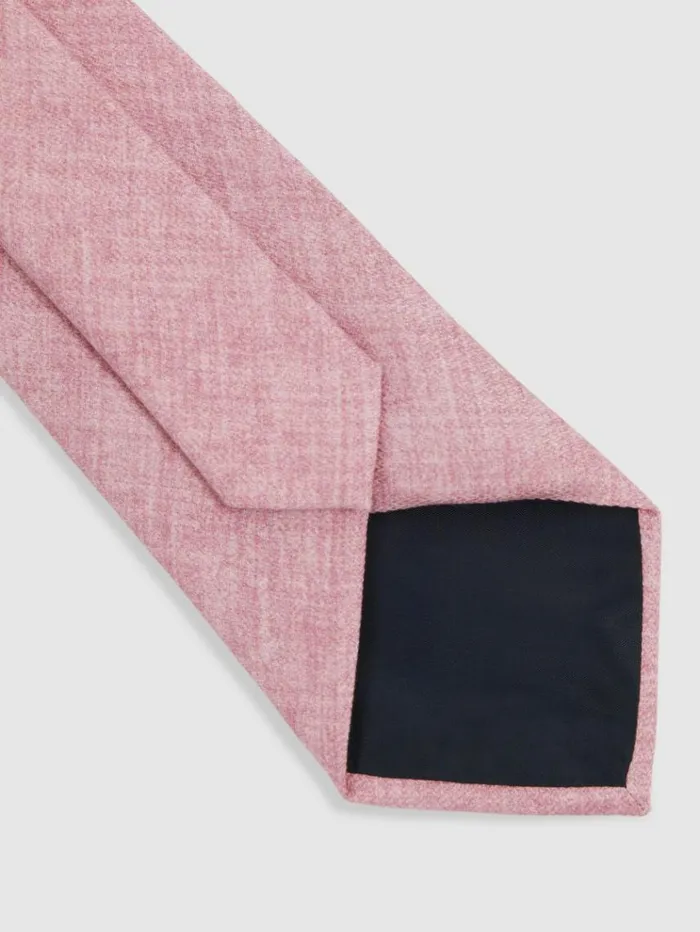 REISS Ties and Pocket Squares Men Melange Silk Tie Soft Pink Melange