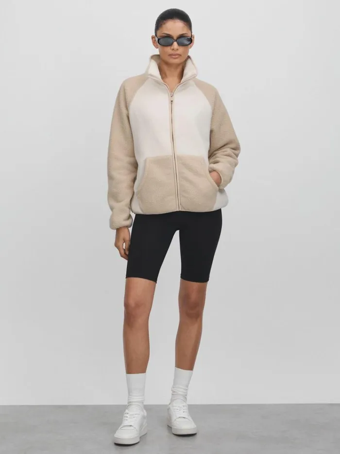 REISS Tops Women Fleece Funnel Neck Jumper Natural