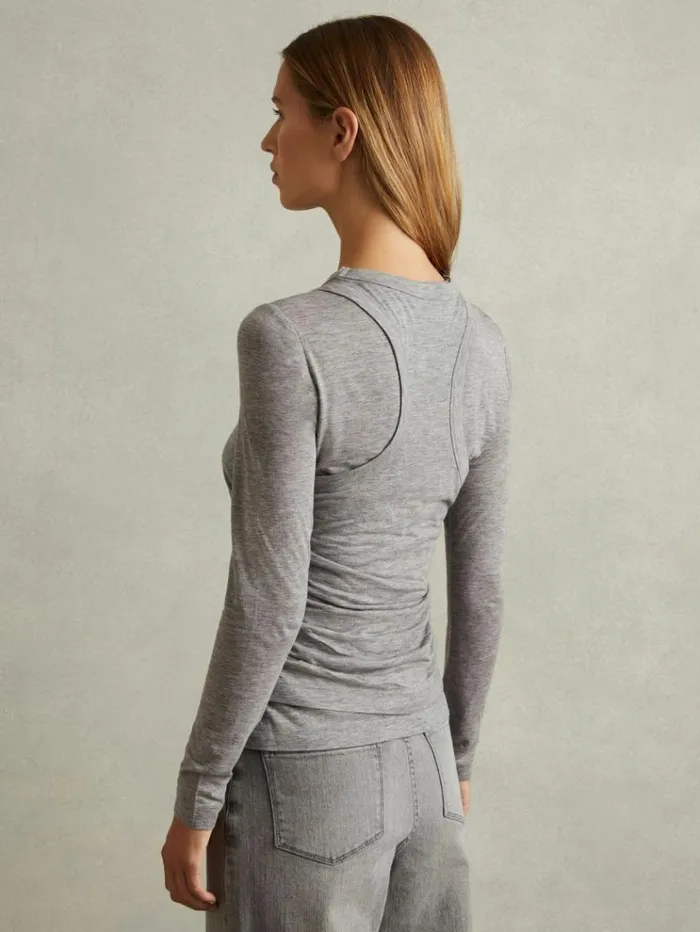 REISS Tops Women Layered LongSleeve Top Grey